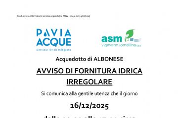 fornitura idrica irregolare 16/12/25